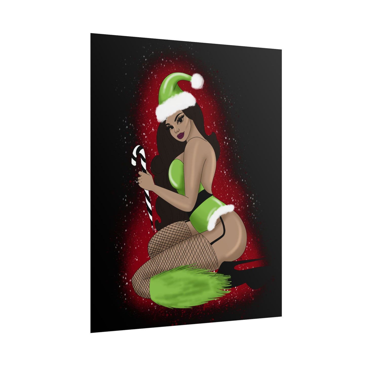 Grinch Christmas Pinup Print (Rolled Poster)