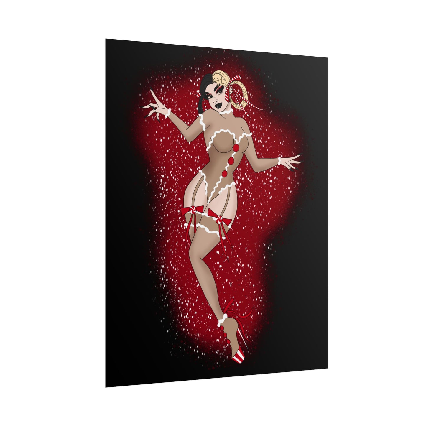 Gingerbread Baddie Christmas Pinup Print (Rolled Poster)