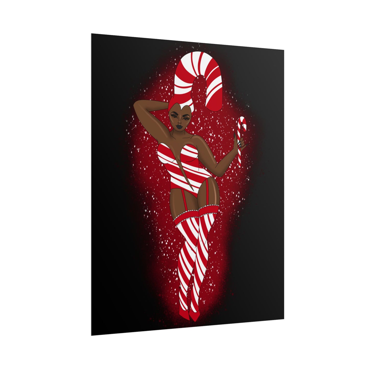 Candy Cane Christmas Pinup Print (Rolled Poster)
