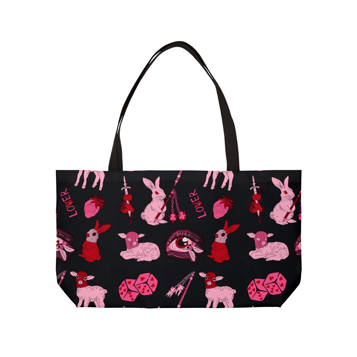 femme feral allover print goth coquette fashion tote bag front view