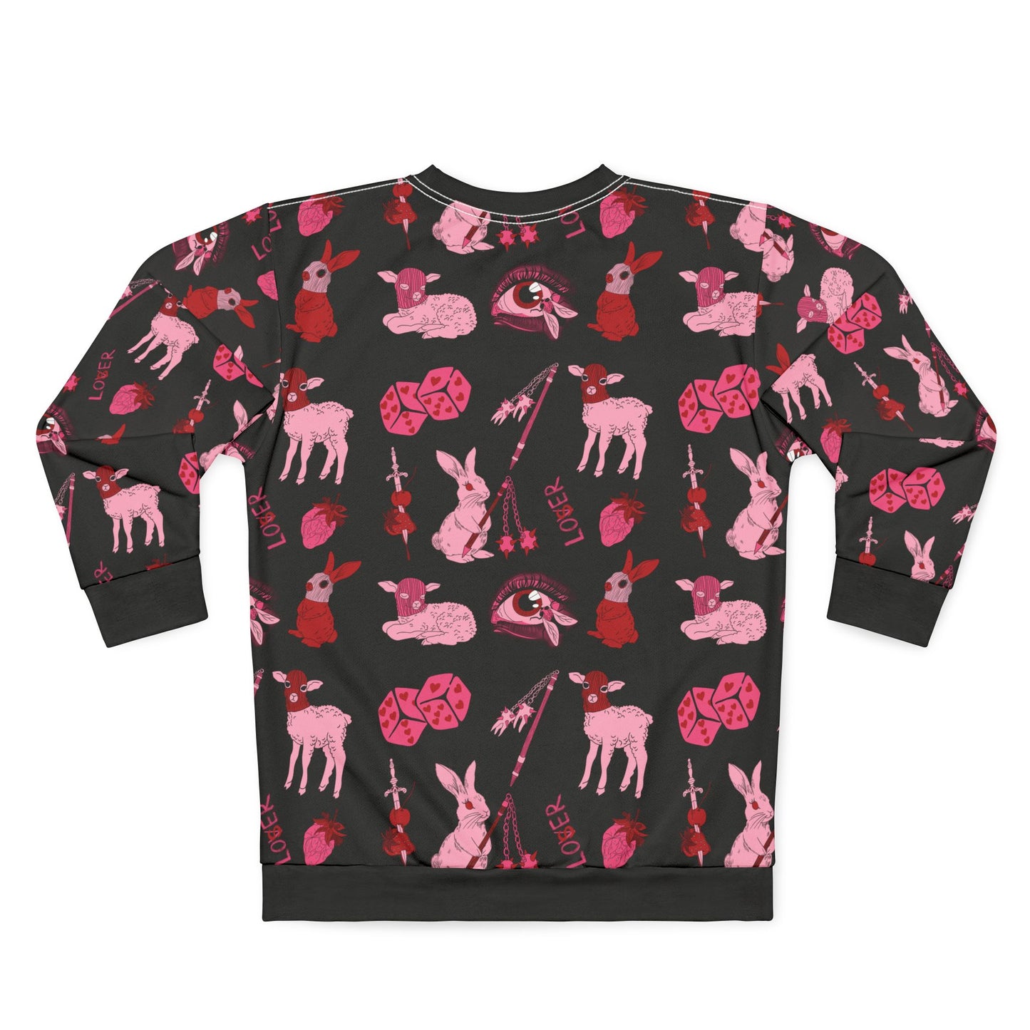 femme feral allover print goth coquette sweatshirt back view