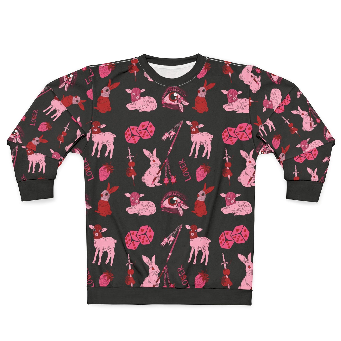 femme feral allover print goth coquette sweatshirt front view