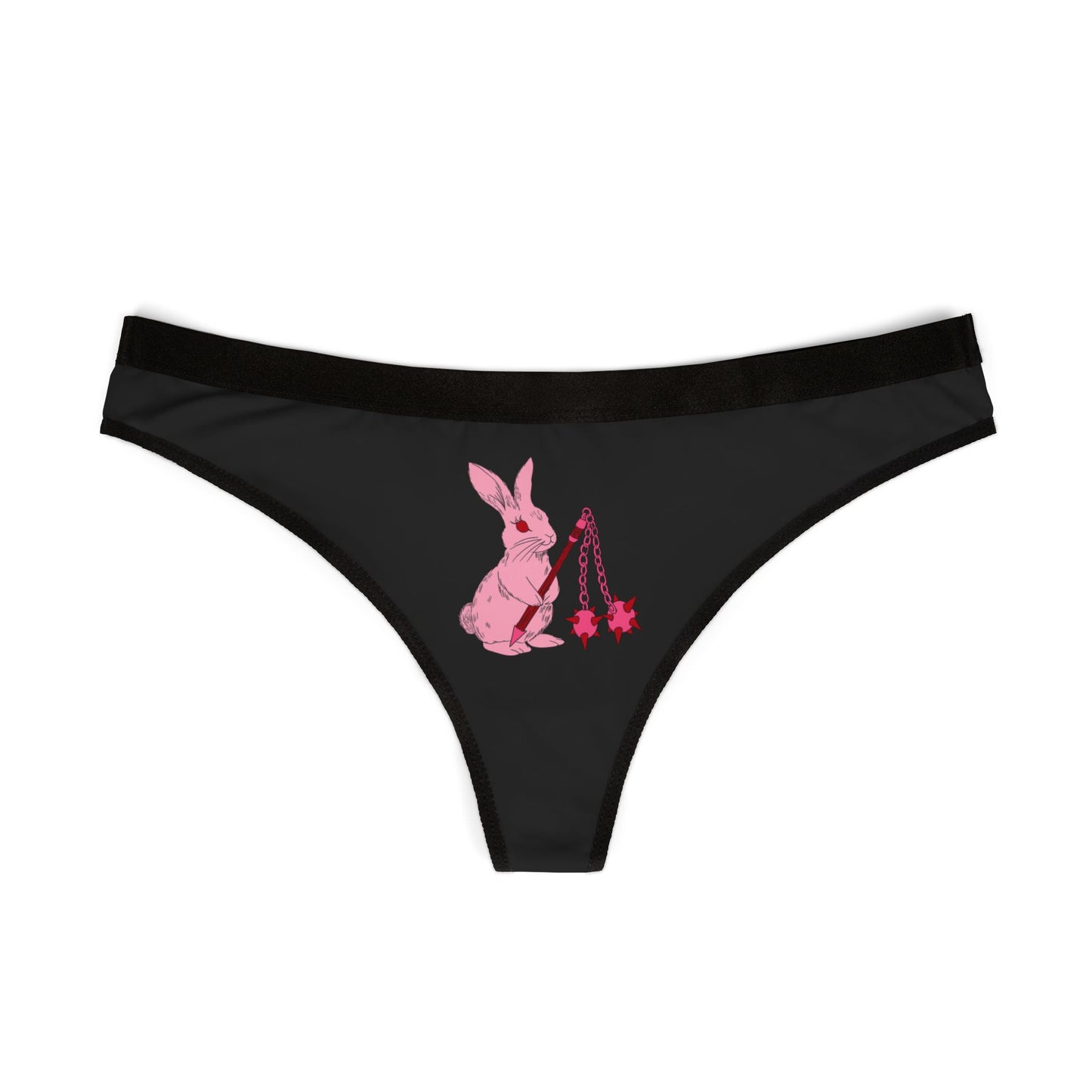 femme feral mace bunny black thong front view