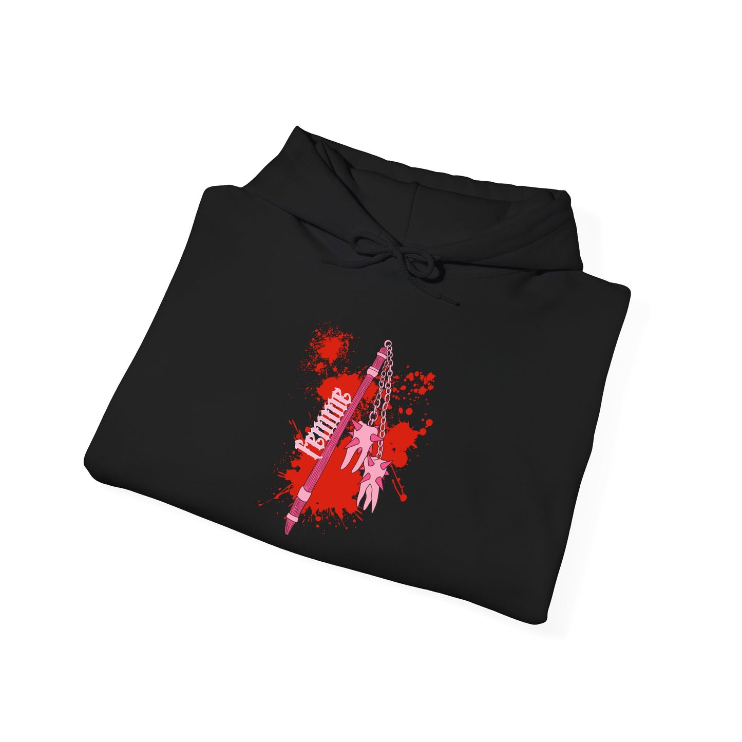 femme teeth mace slaughter feral black hoodie folded view
