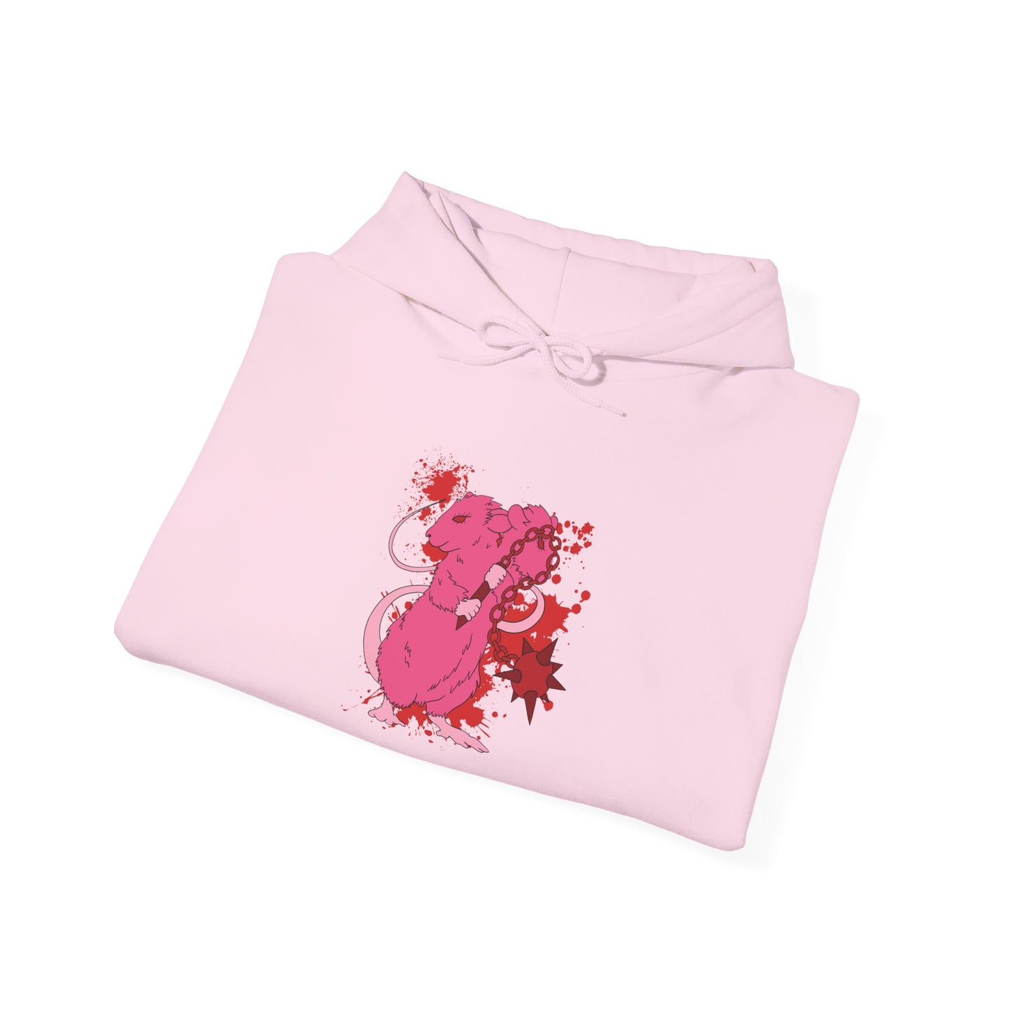 feral doubled headed rat with mace pink hoodie folded view