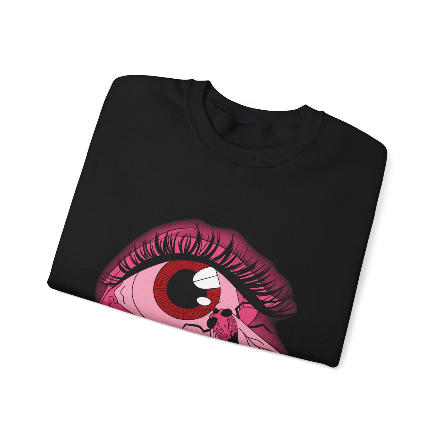 feral fly in my eye goth coquette graphic sweatshirt folded black