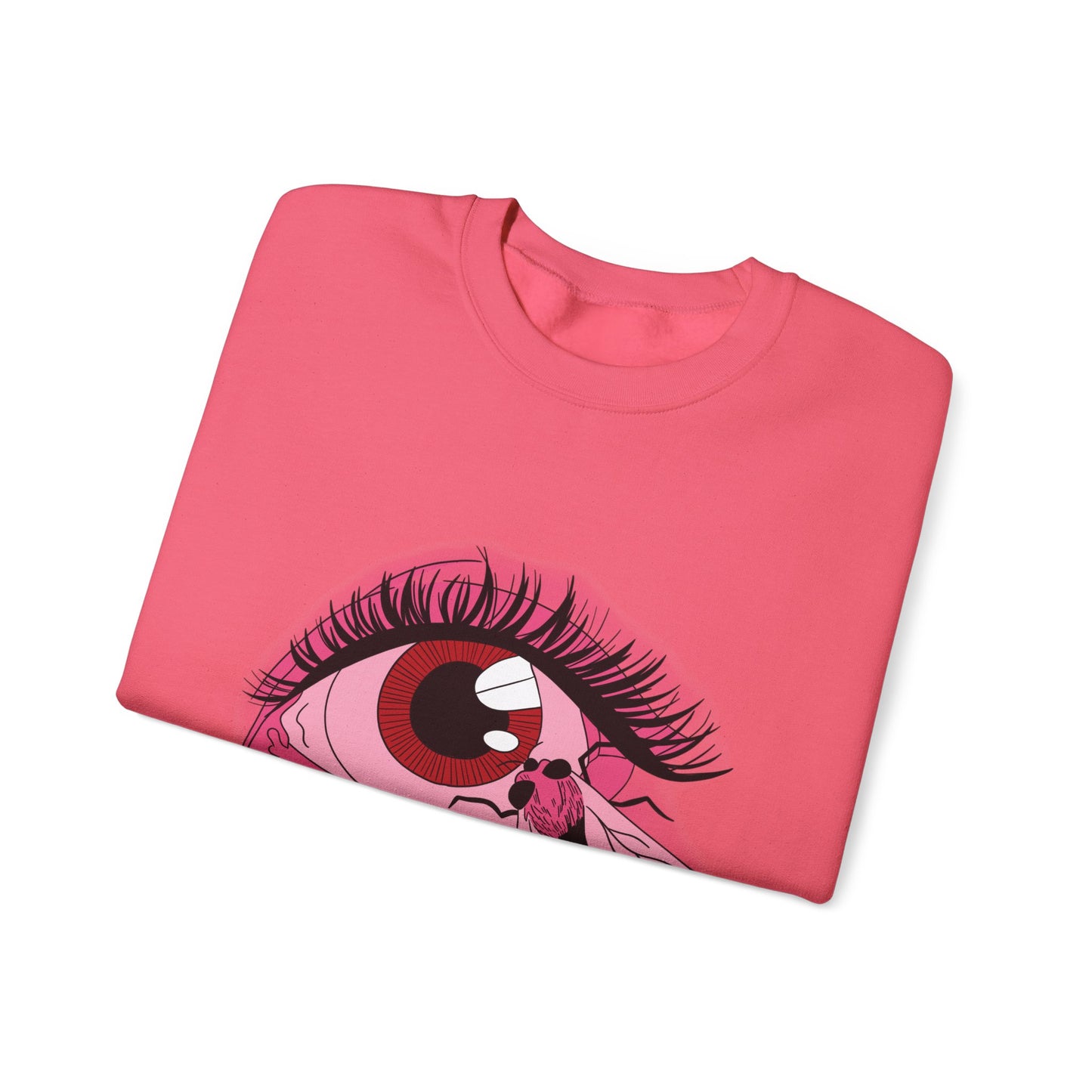 feral fly in my eye goth coquette graphic sweatshirt folded pink