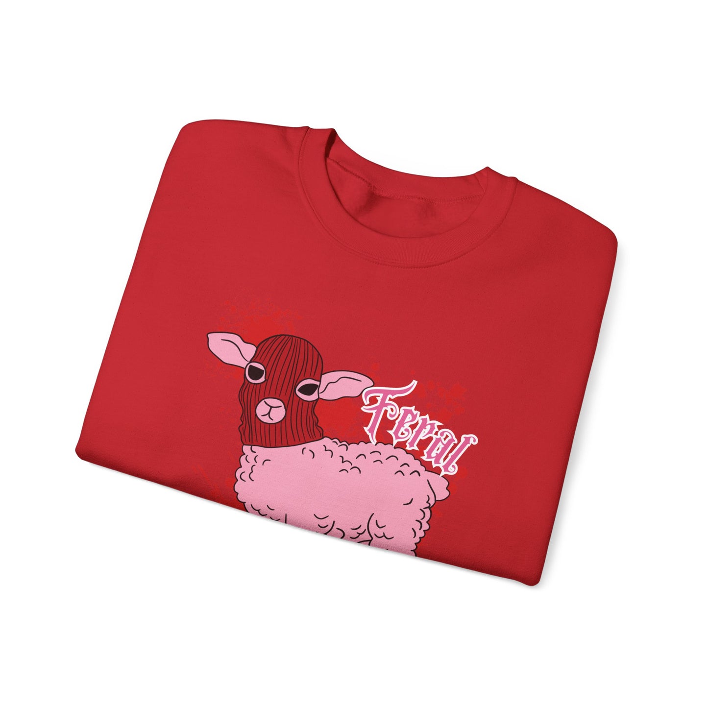 feral lamb slaughter front red sweatshirt folded view