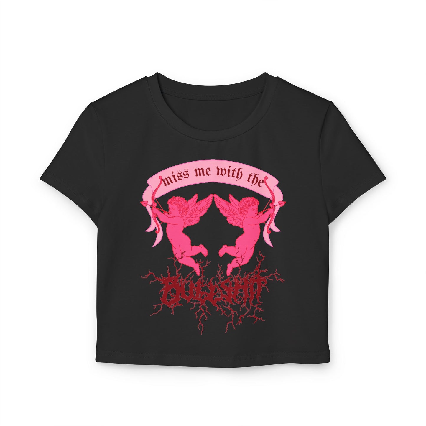 miss me cupid goth coquette baby metal baby cherub tee black front view