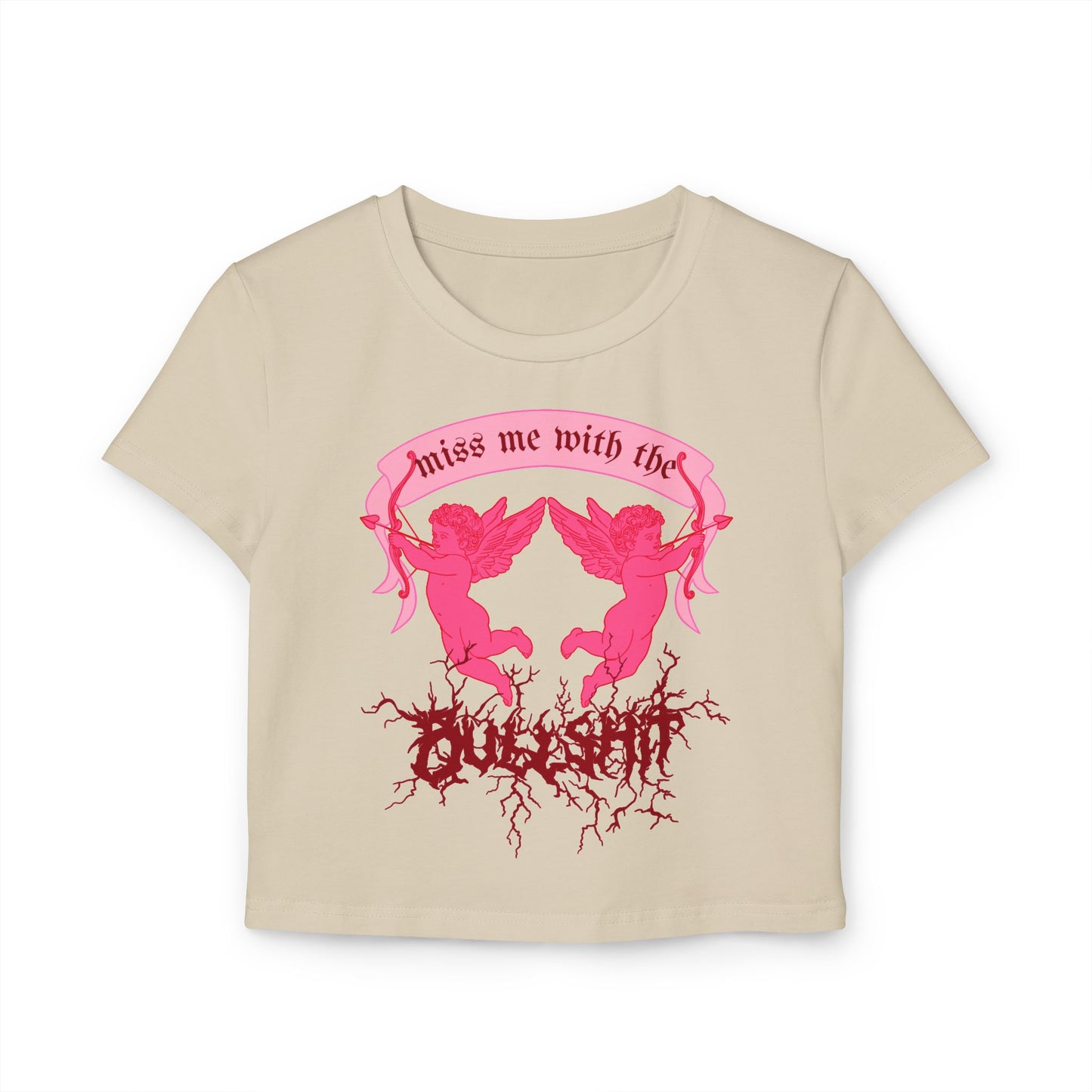 miss me cupid goth coquette baby metal baby cherub tee sand front view