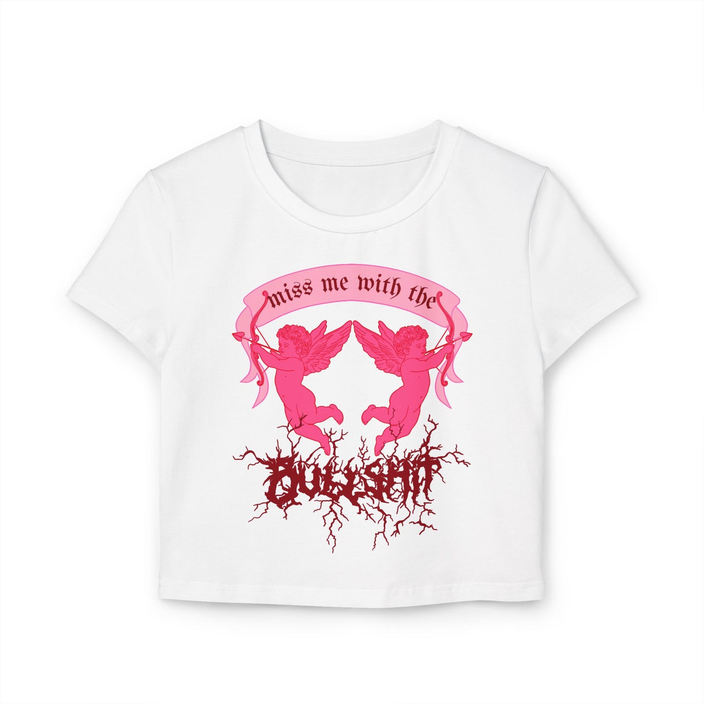 miss me cupid goth coquette baby metal baby cherub tee white front view