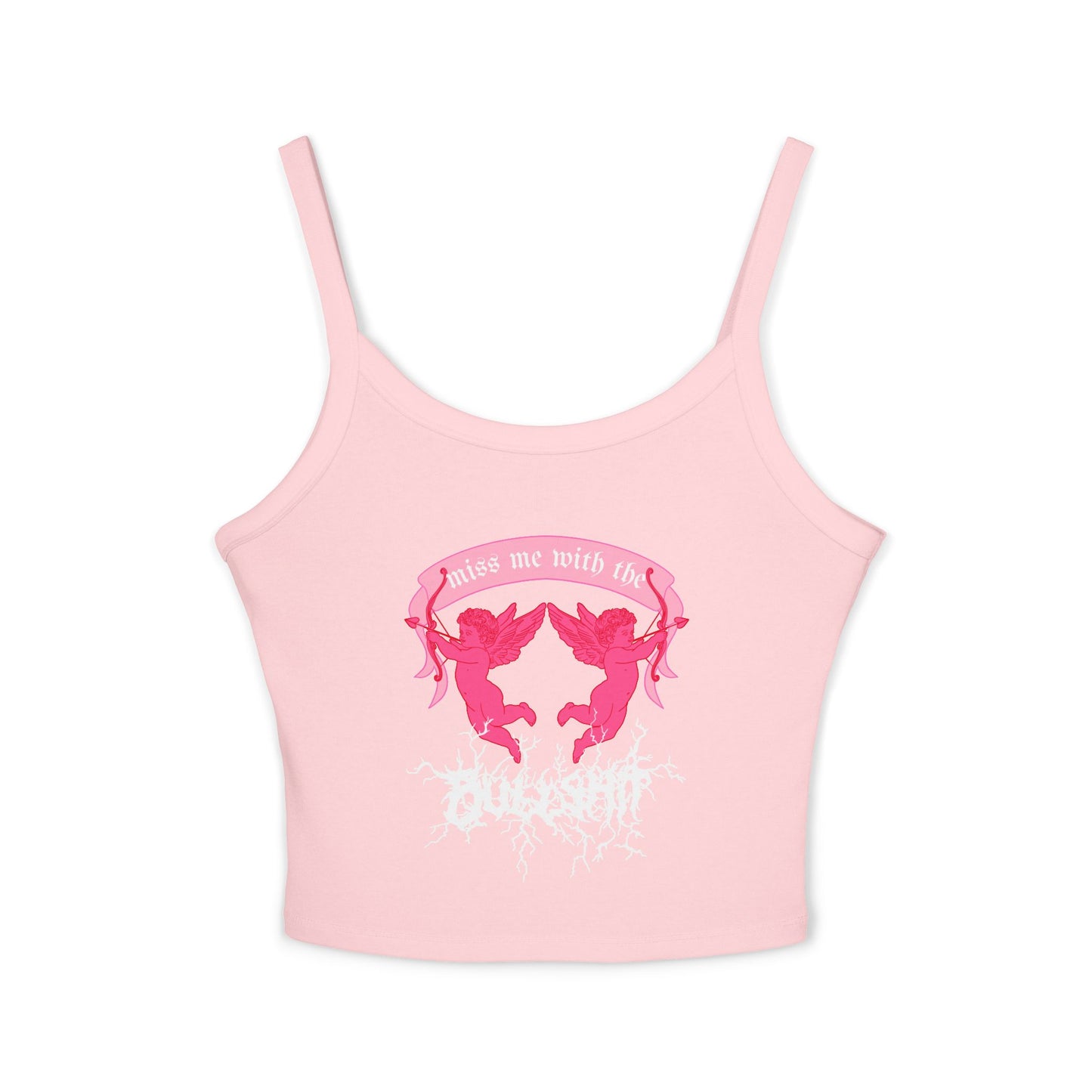 miss me cupid goth coquette baby metal cherub pink crop tank top front view