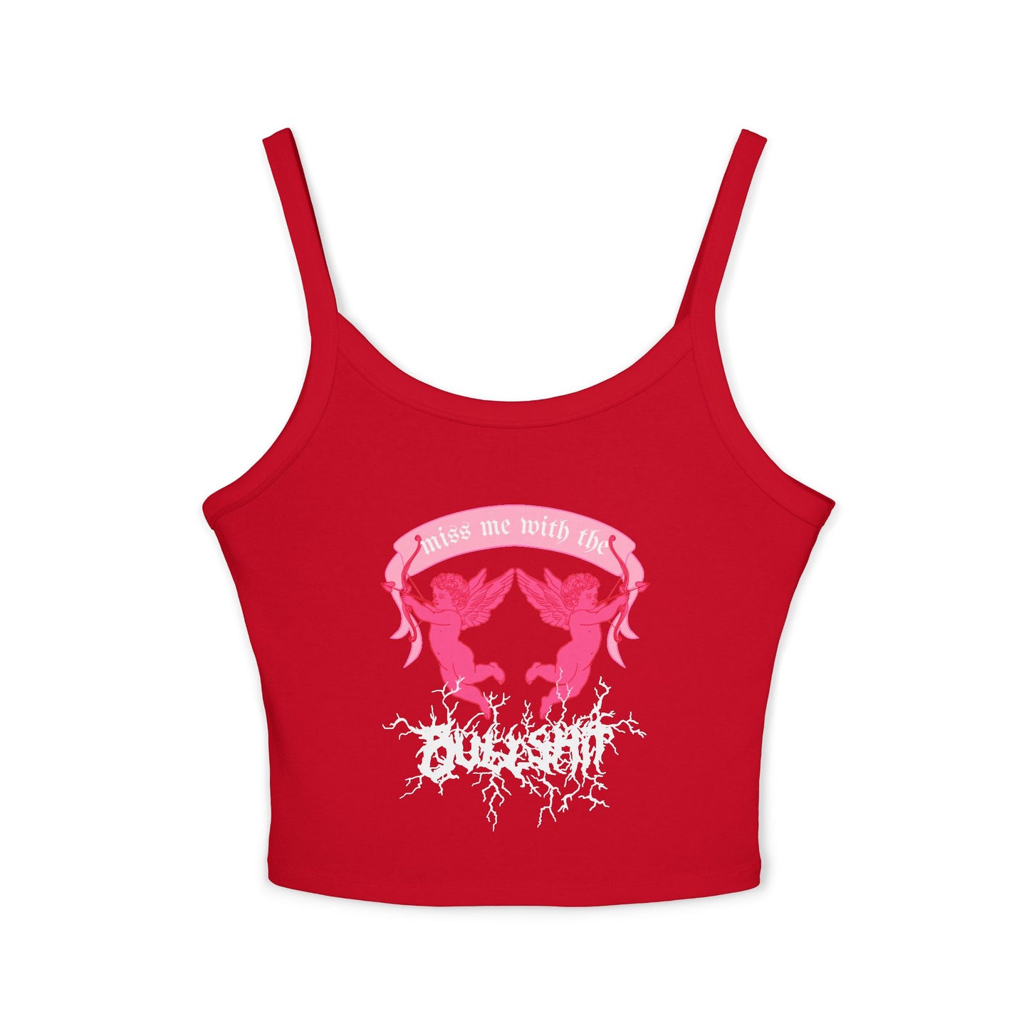 miss me cupid goth coquette baby metal cherub red crop tank top front view