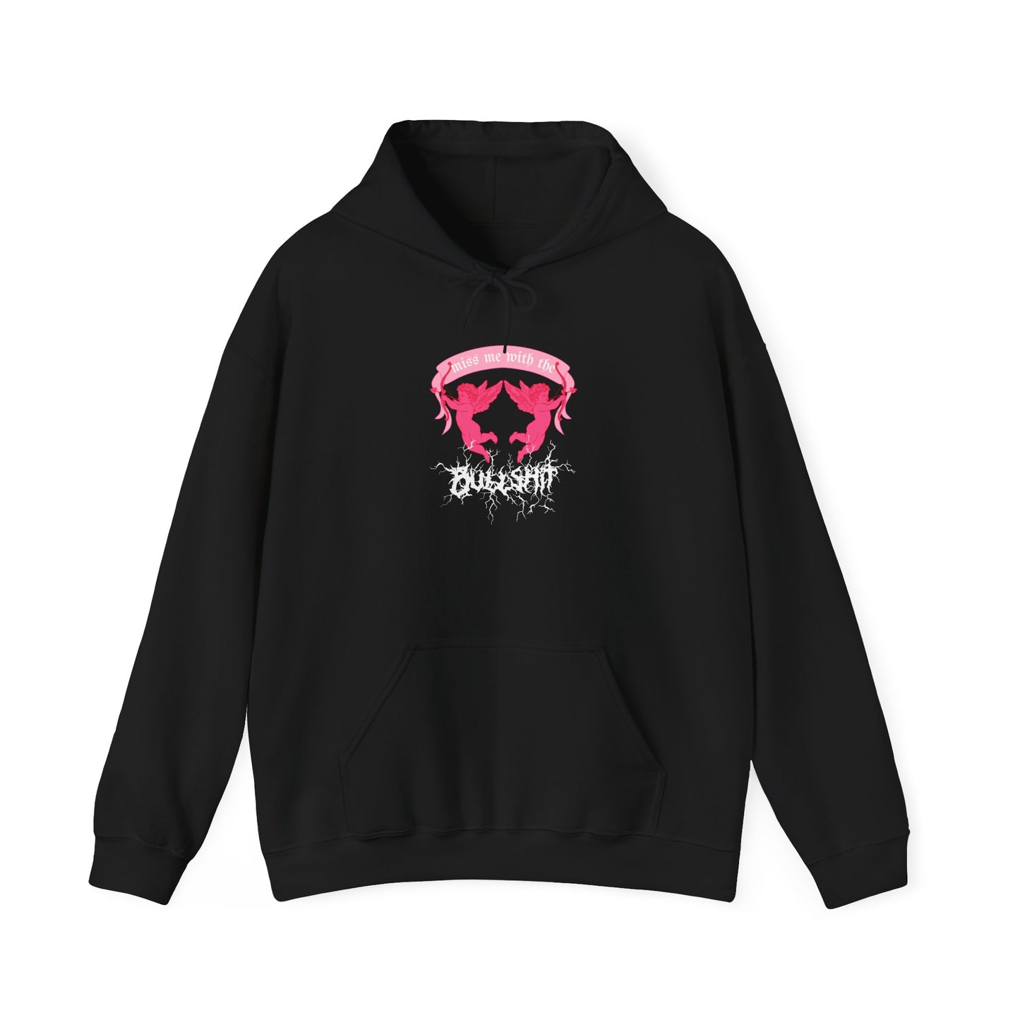 miss me cupid goth coquette cherub black hoodie front view
