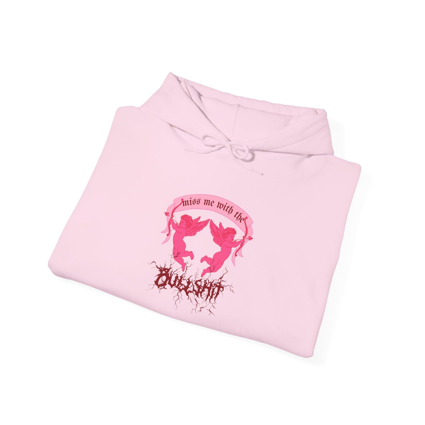 miss me cupid goth coquette cherub pink hoodie folded view