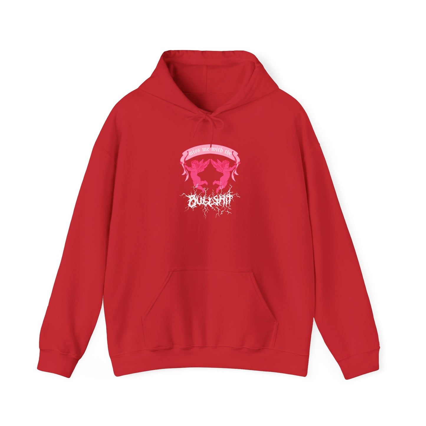 miss me cupid goth coquette cherub red hoodie front view