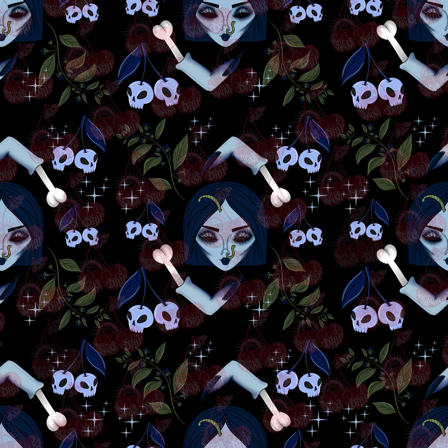 Dollface Dead Bride Seamless Pattern