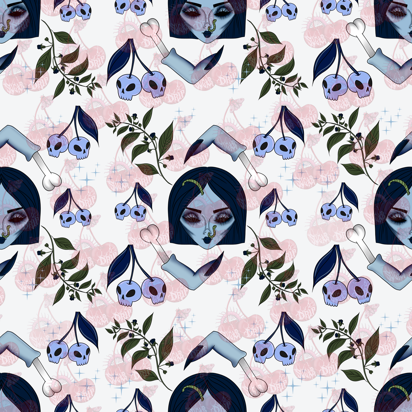 Dollface Dead Bride Seamless Pattern