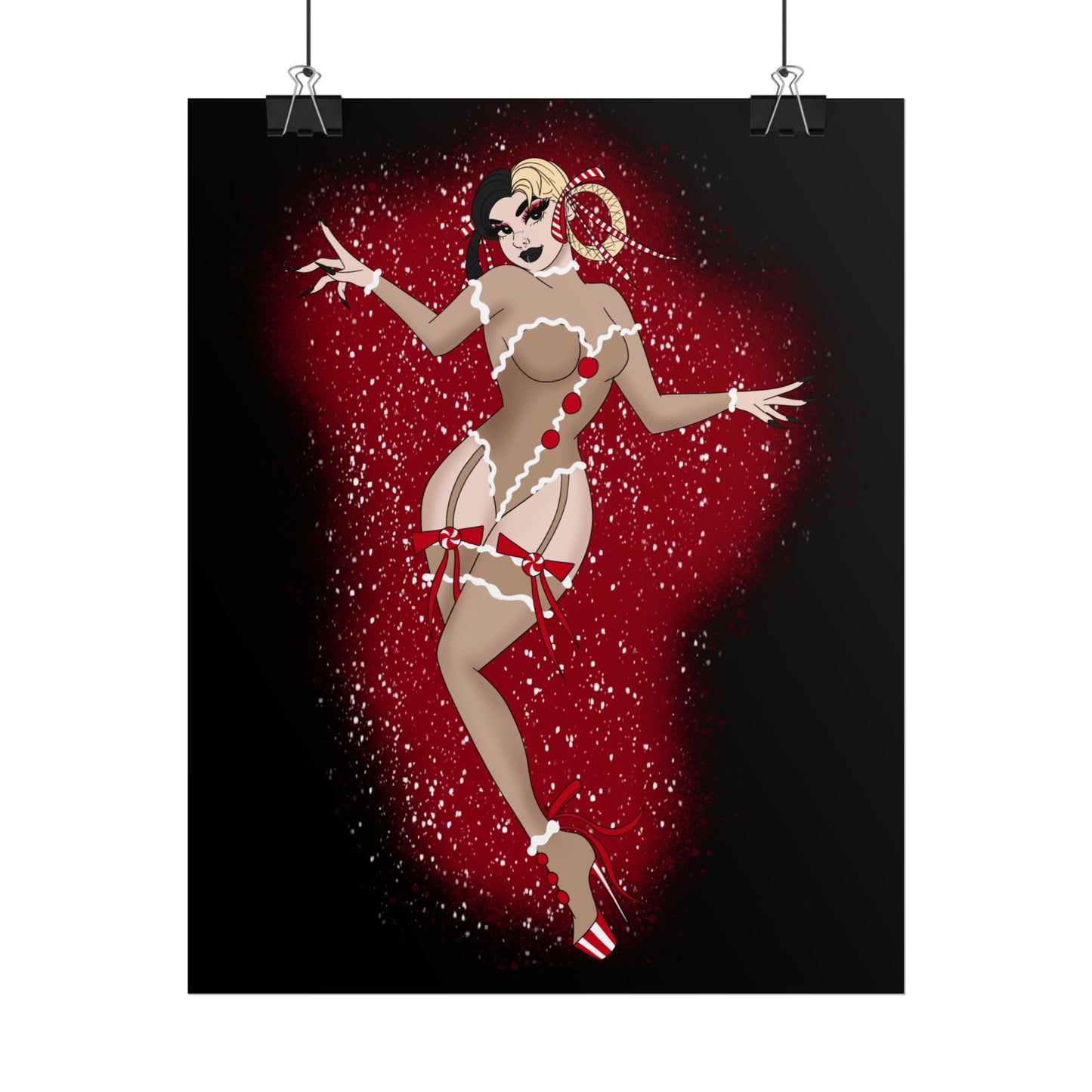 Gingerbread Baddie Christmas Pinup Print (Rolled Poster)