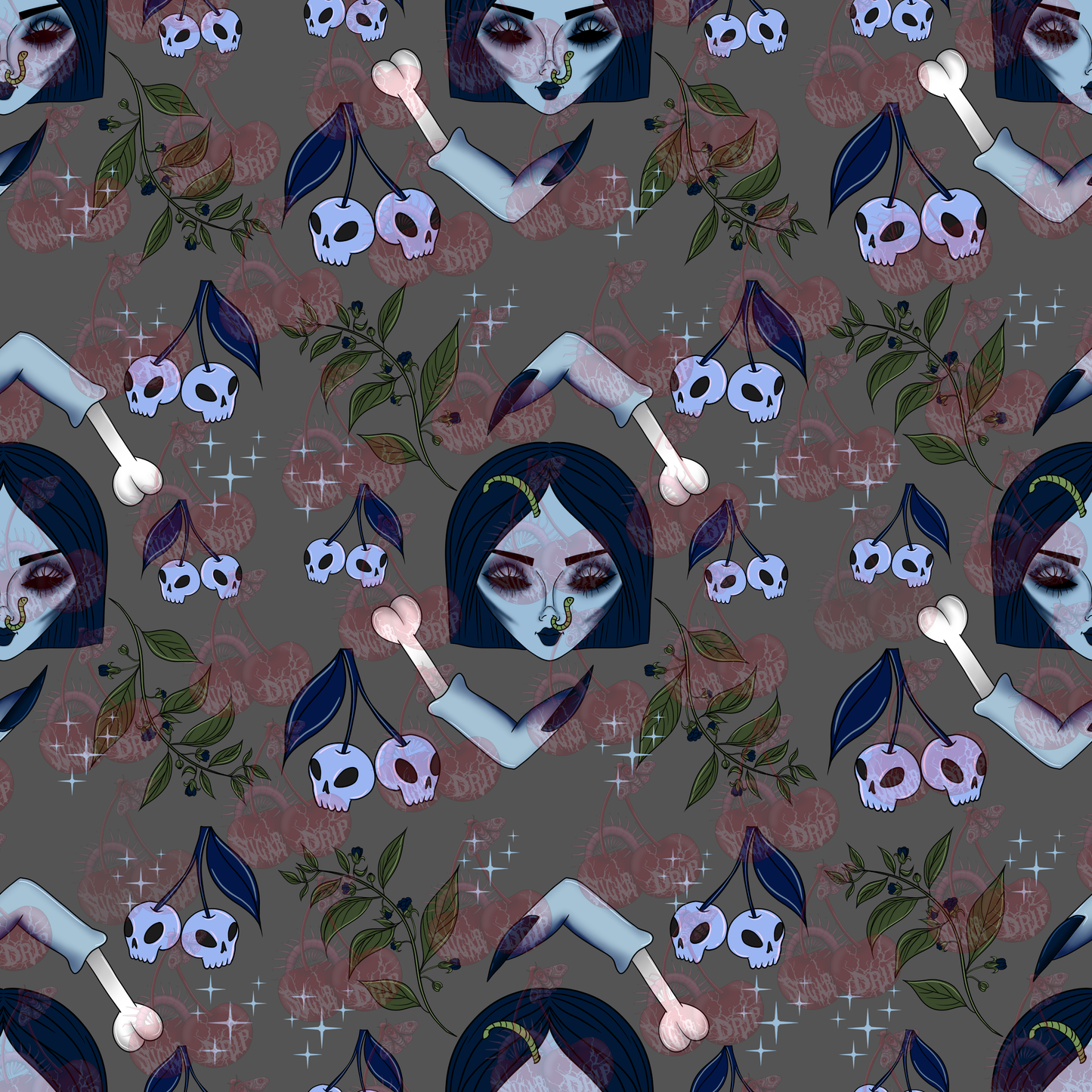Dollface Dead Bride Seamless Pattern
