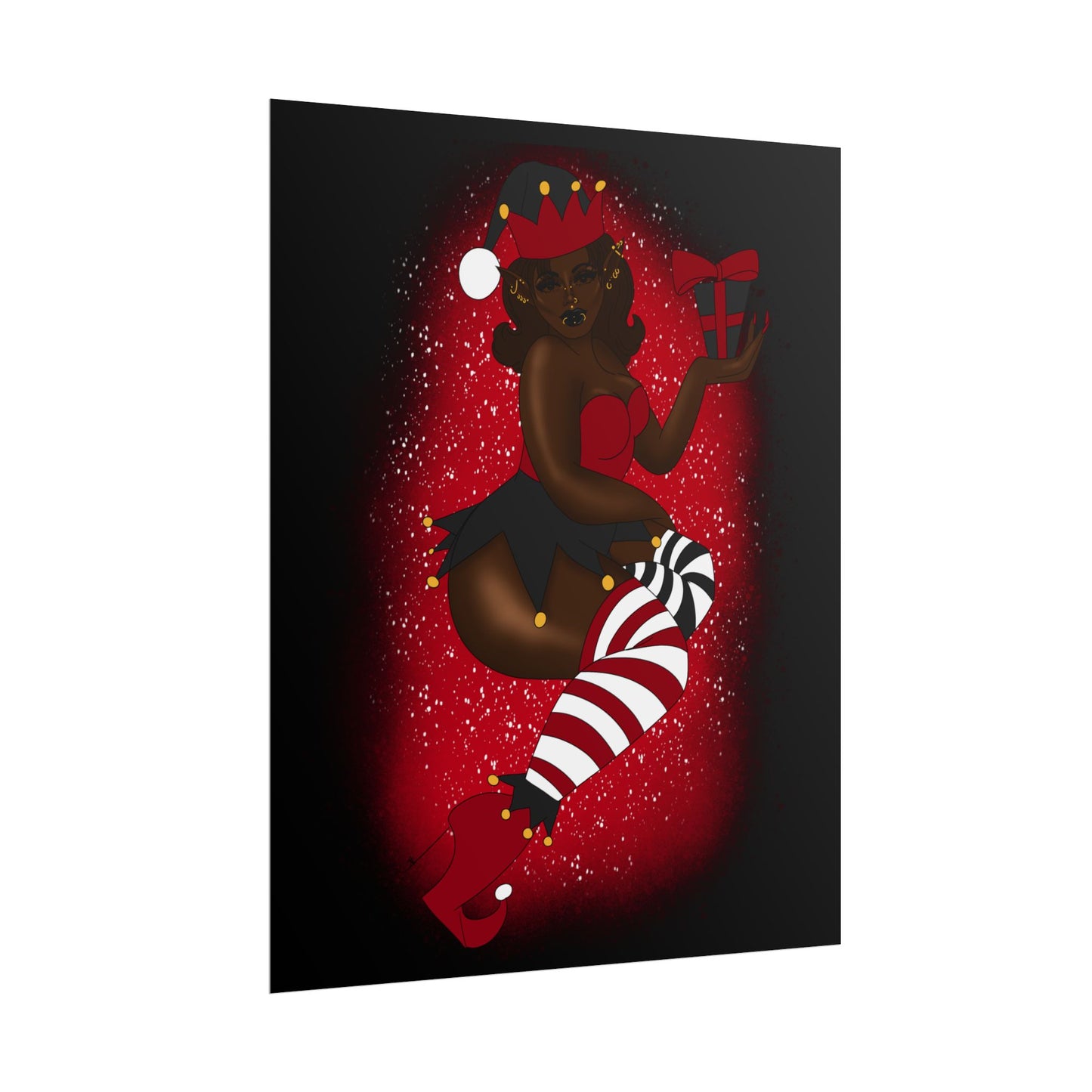 Elf Christmas Pinup Print (Rolled Poster)