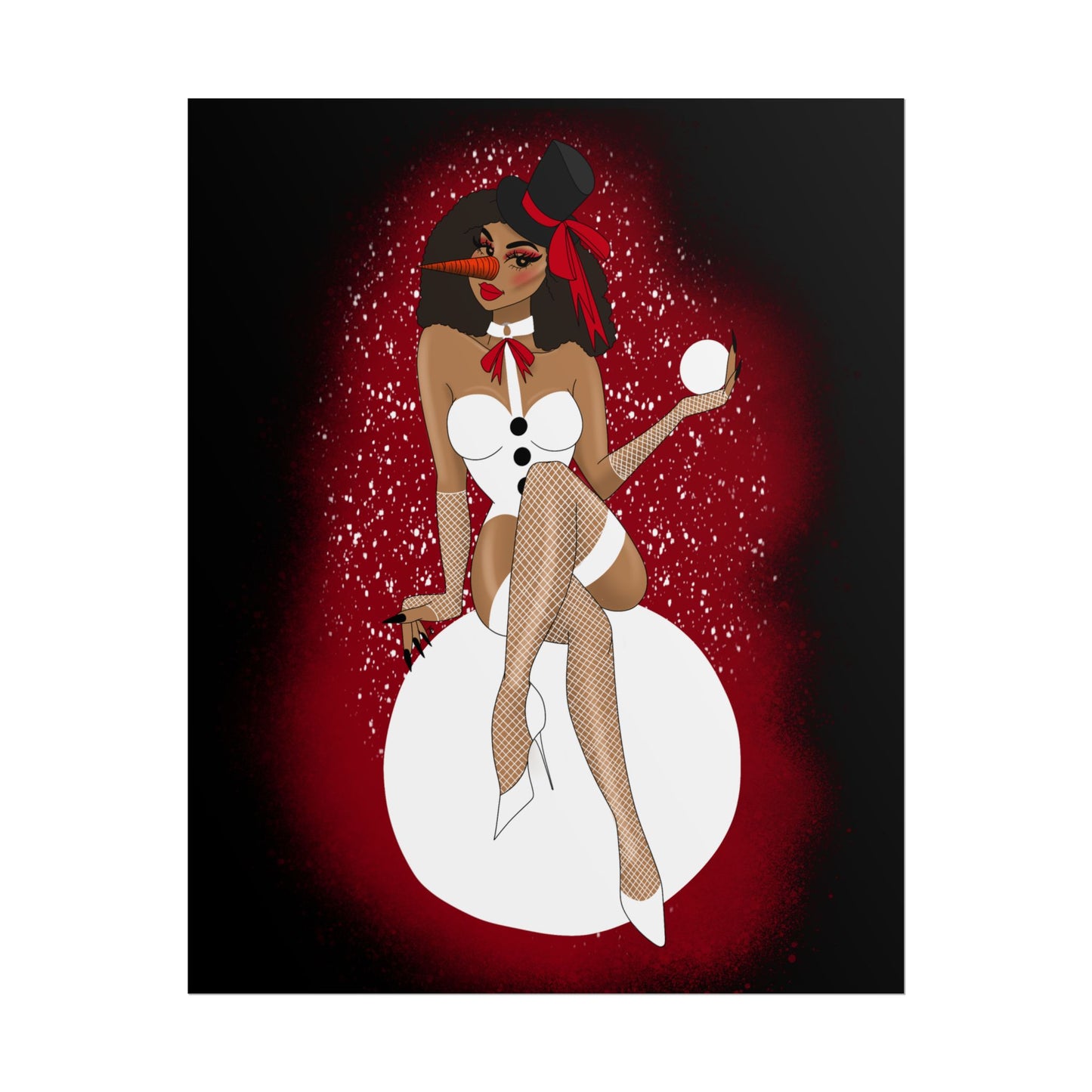 Snowman Christmas Pinup Print (Rolled Poster)