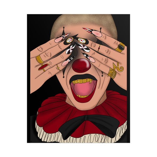 Creepy Clown Nails Digital Art Print (Rolled Poster)
