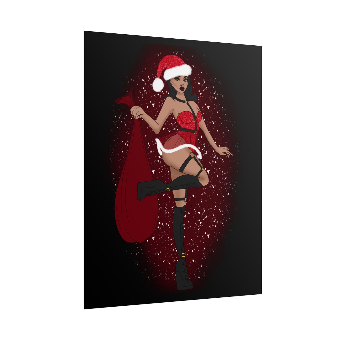 Santa Baby Christmas Pinup Print (Rolled Poster)