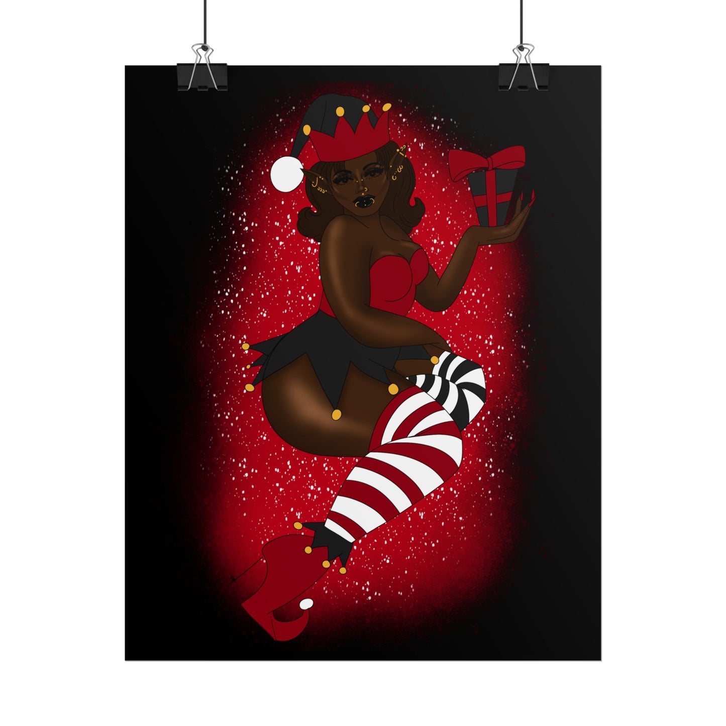 Elf Christmas Pinup Print (Rolled Poster)