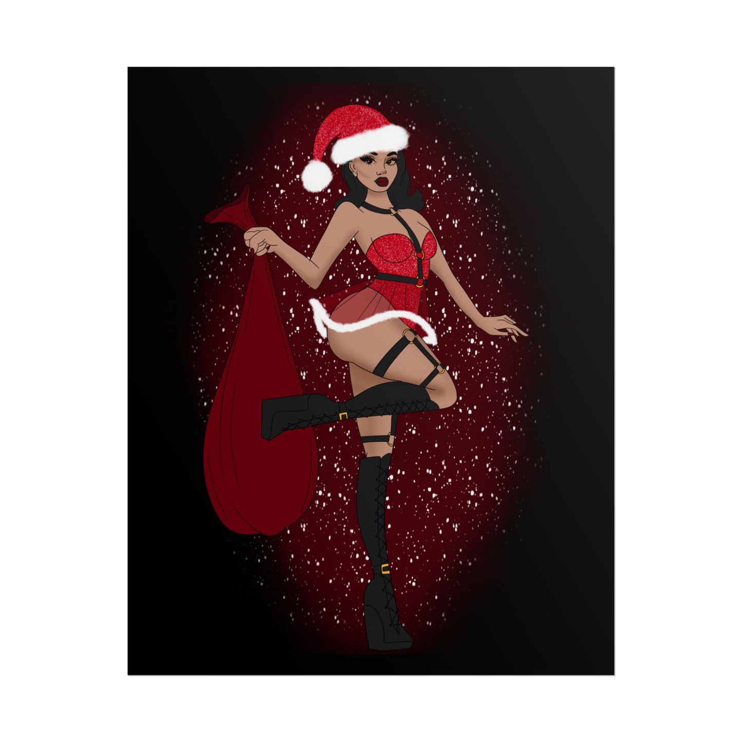 Santa Baby Christmas Pinup Print (Rolled Poster)