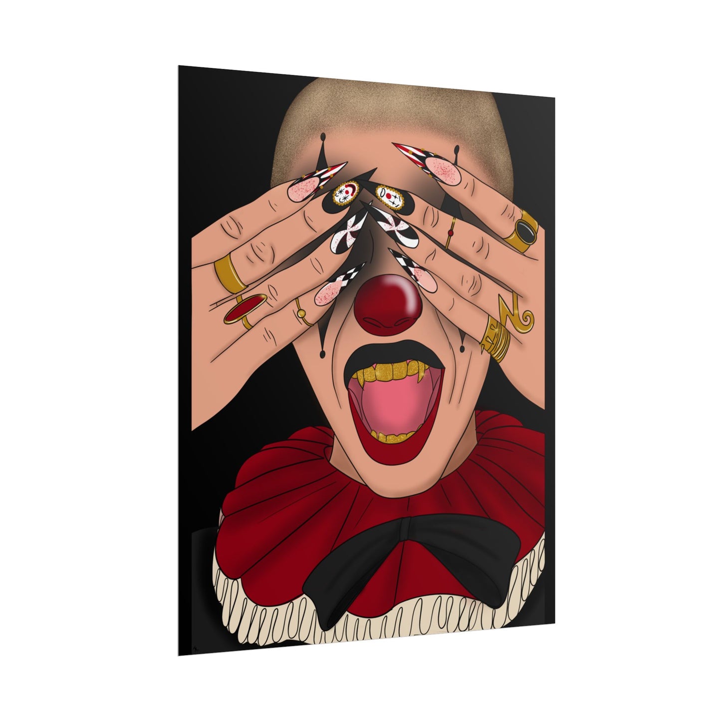 Creepy Clown Nails Digital Art Print (Rolled Poster)