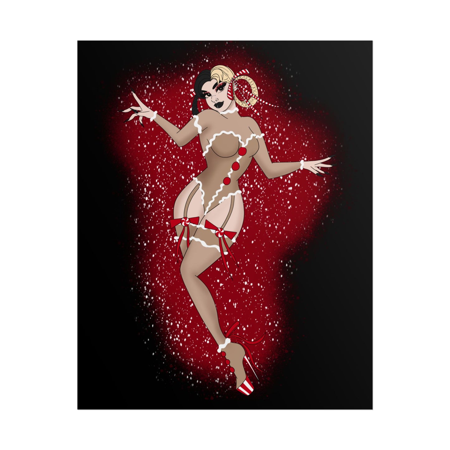 Gingerbread Baddie Christmas Pinup Print (Rolled Poster)