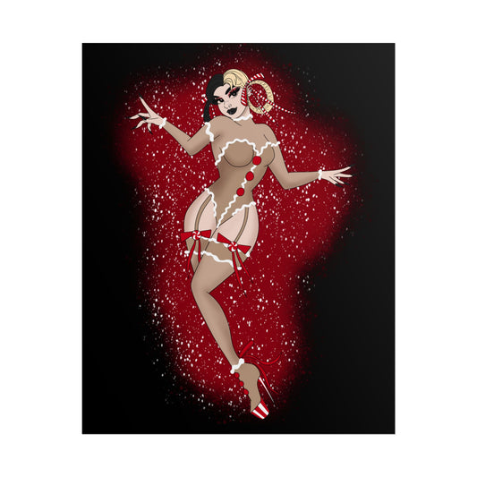 Gingerbread Baddie Christmas Pinup Print (Rolled Poster)