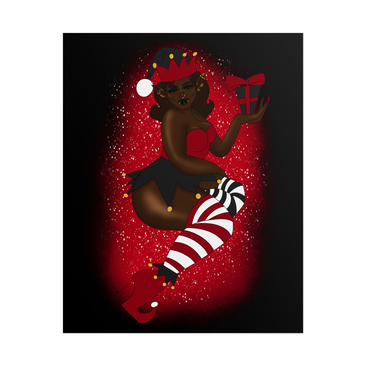 Elf Christmas Pinup Print (Rolled Poster)