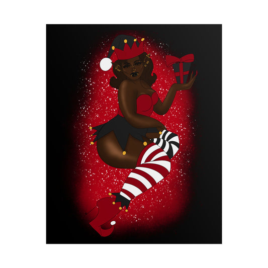 Elf Christmas Pinup Print (Rolled Poster)