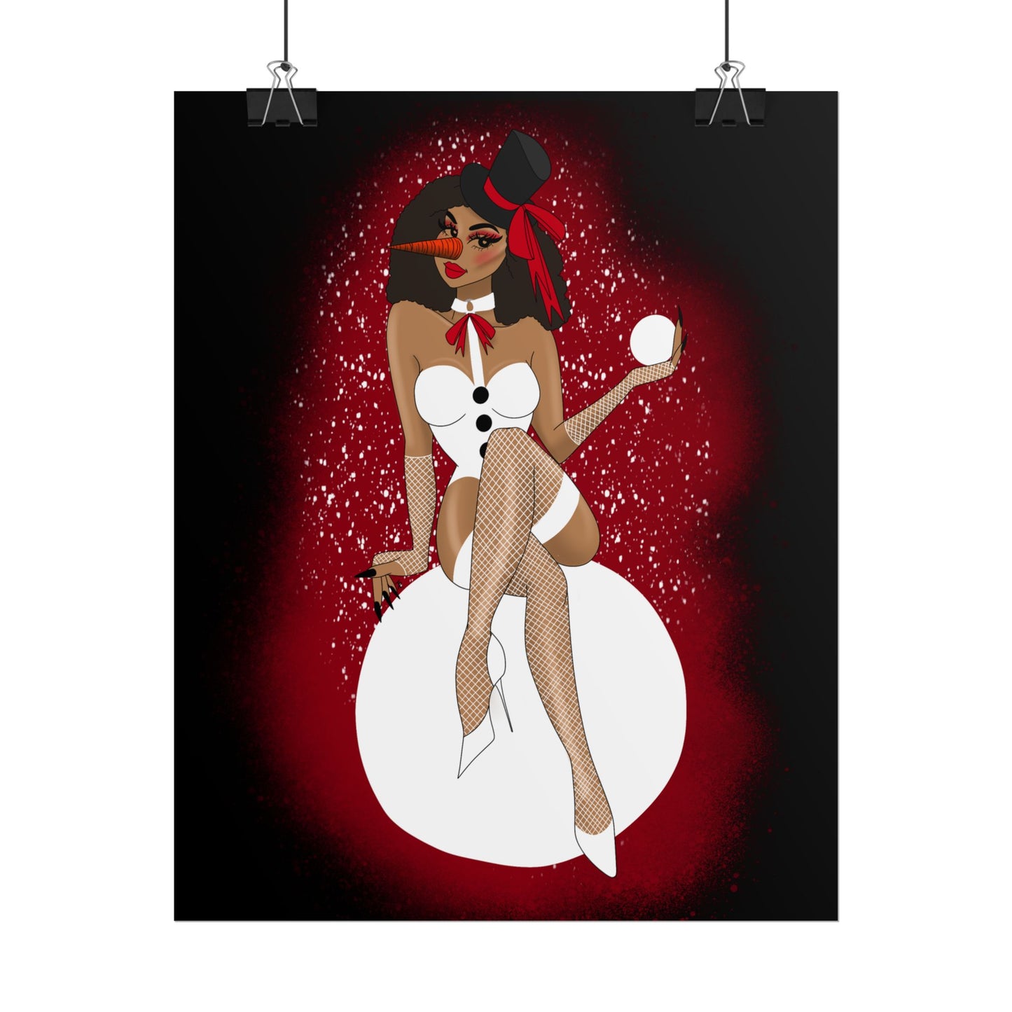 Snowman Christmas Pinup Print (Rolled Poster)
