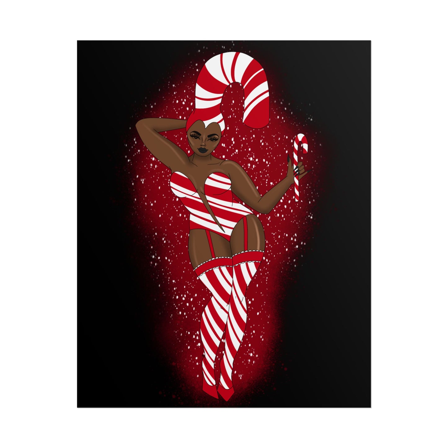 Candy Cane Christmas Pinup Print (Rolled Poster)