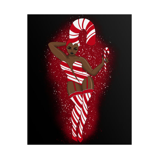Candy Cane Christmas Pinup Print (Rolled Poster)