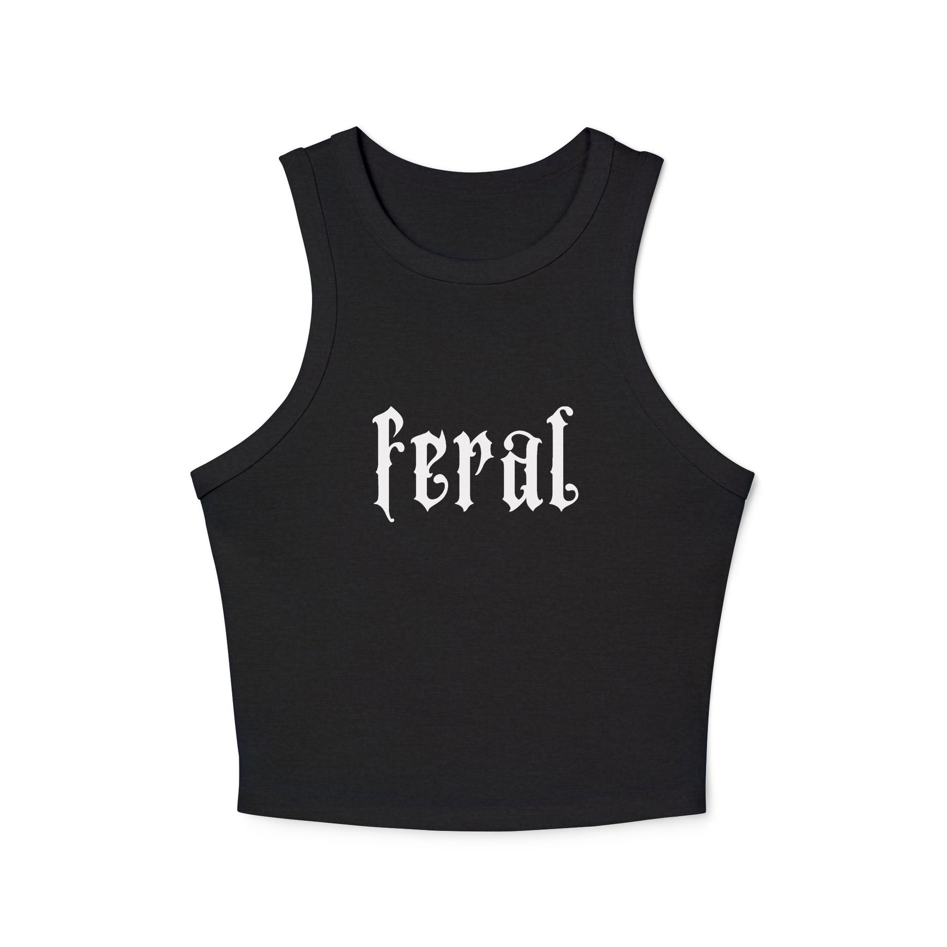 black feral tank top front view