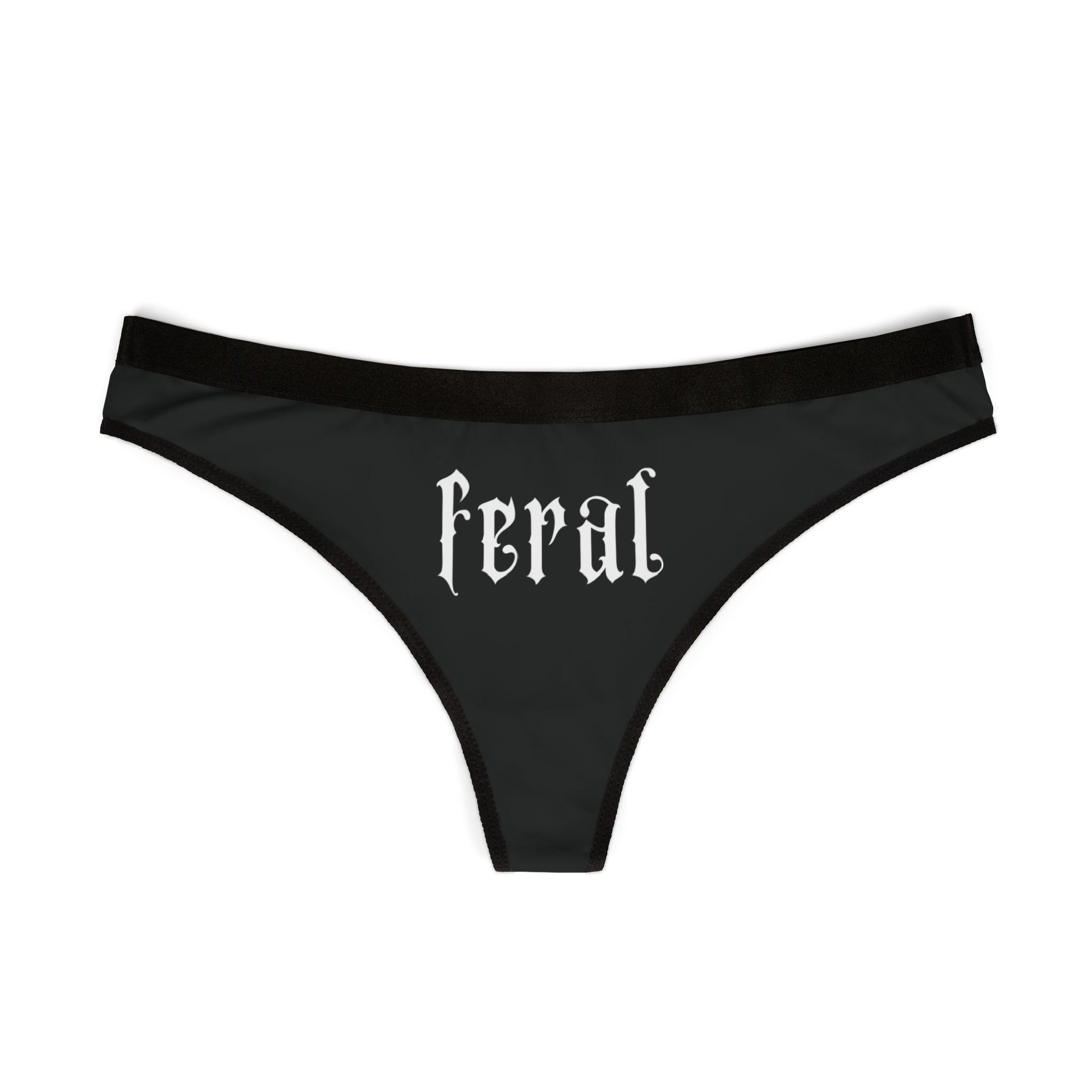 black feral thong front view