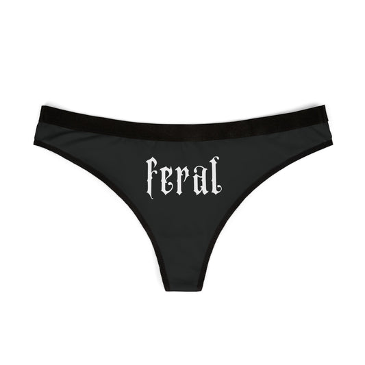 black feral thong front view