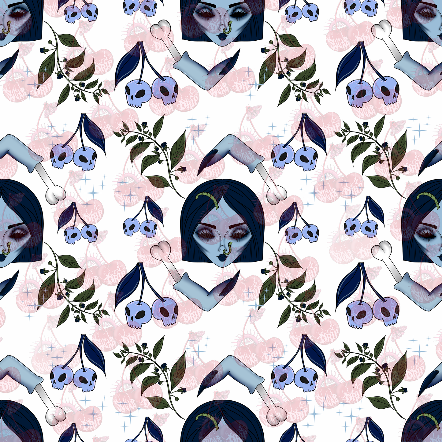 Dollface Dead Bride Seamless Pattern
