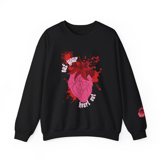 eat your strawberry heart out black sweatshirt front view