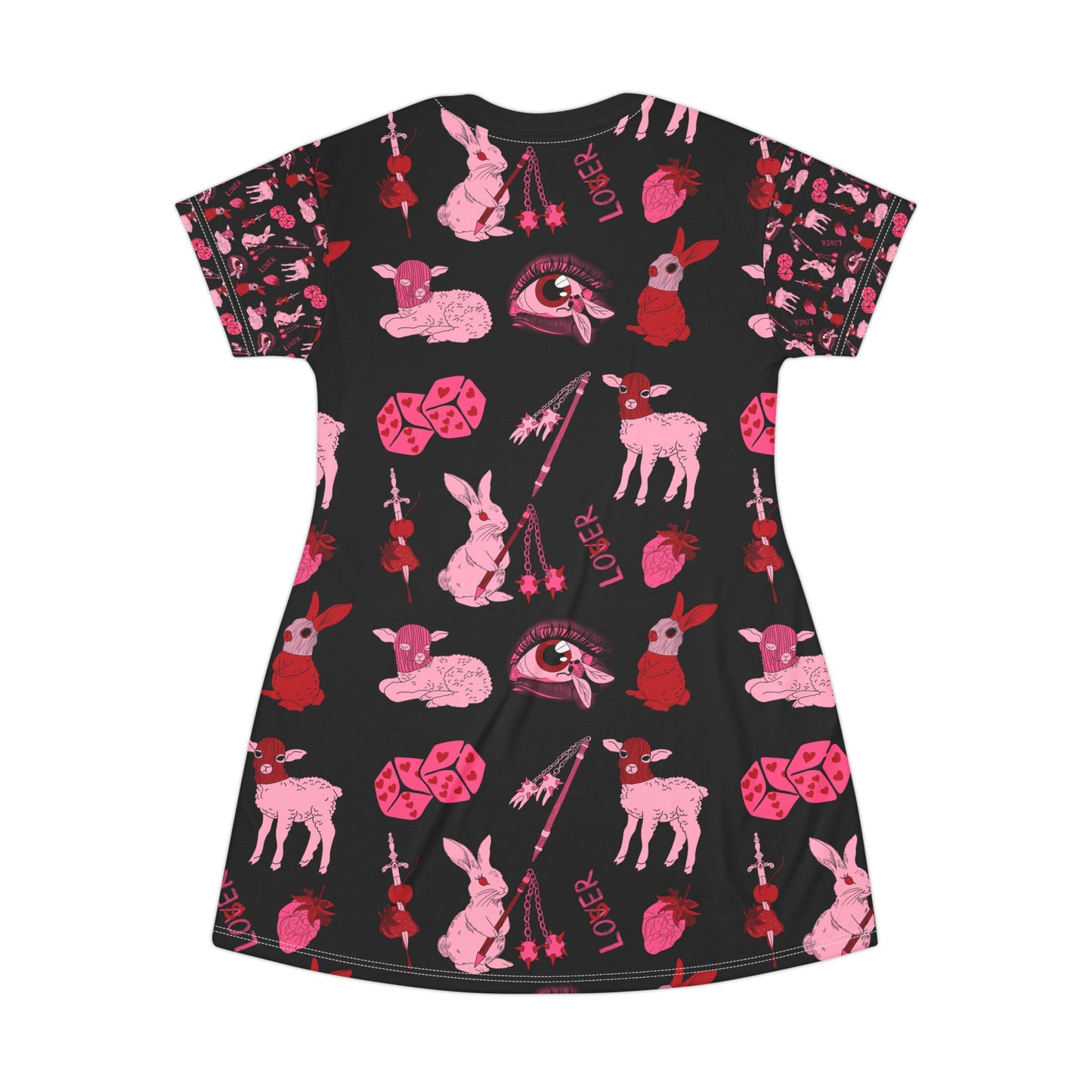 femme feral allover print goth coquette black dress back view