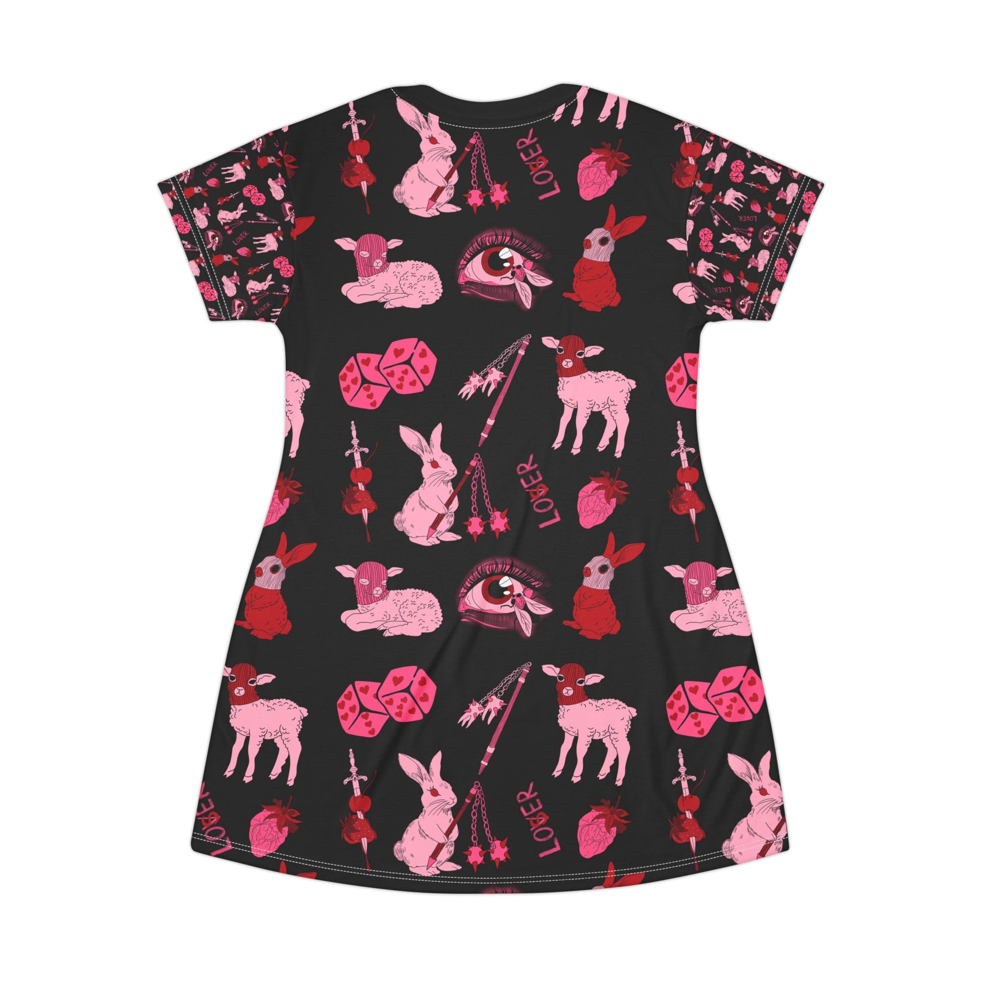 femme feral allover print goth coquette black dress back view