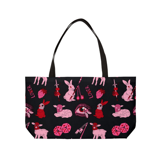 femme feral allover print goth coquette fashion tote bag front view
