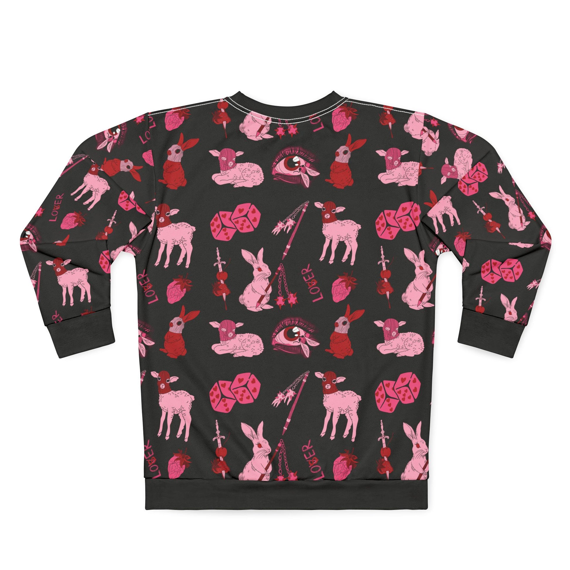 femme feral allover print goth coquette sweatshirt back view
