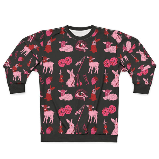 femme feral allover print goth coquette sweatshirt front view