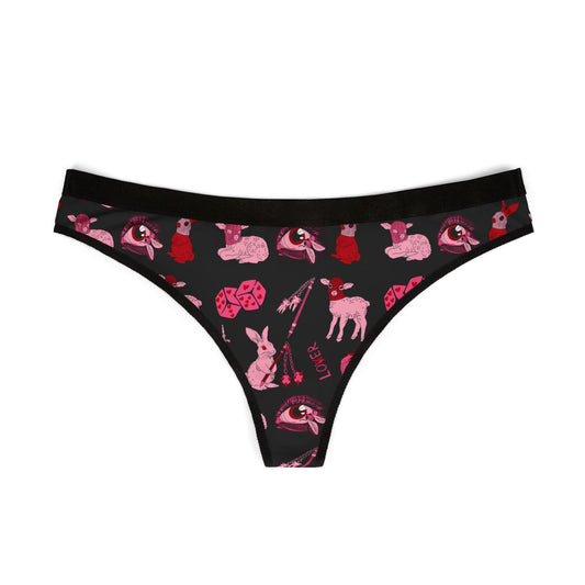femme feral allover print thong front view