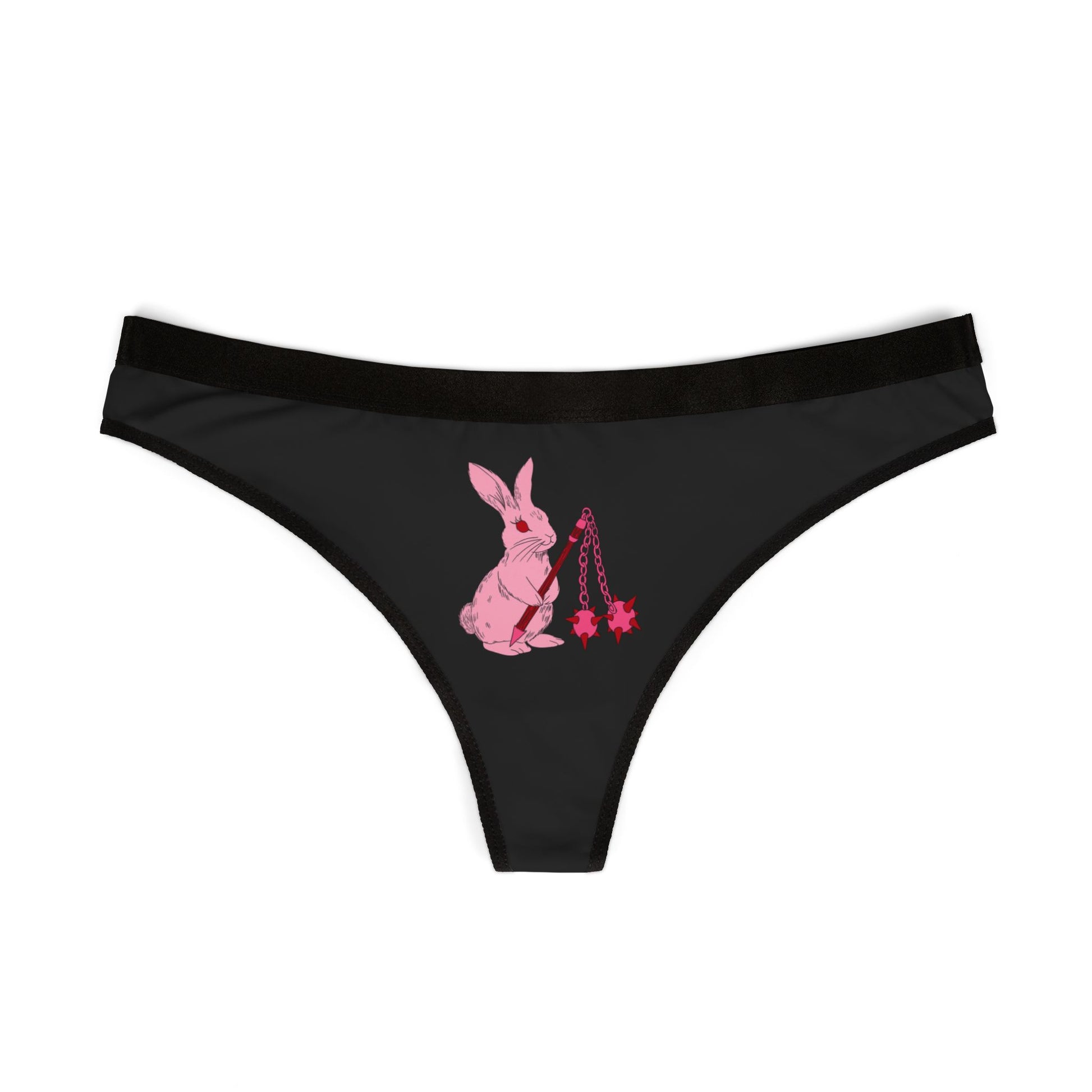 femme feral mace bunny black thong front view